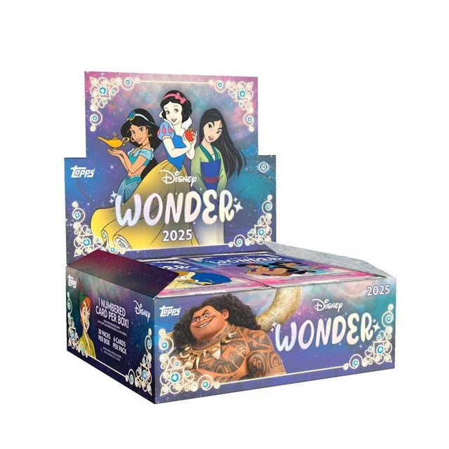 Topps Disney Wonder 2025 Hobby Box samlarbox med samlarkort föreställande kända Disney-figurer.