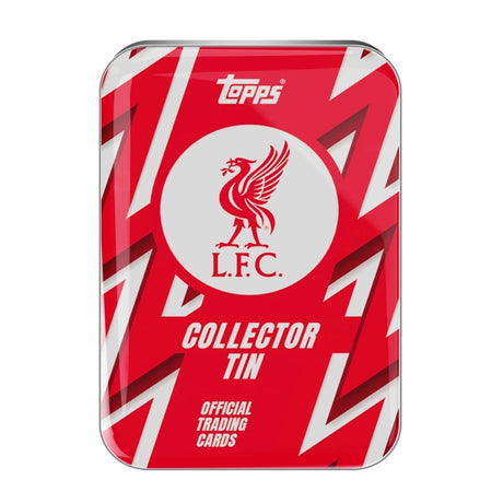 Topps Liverpool 25/26 Collector Tin fotbollskort samlarbox med Liverpool FC-motiv och officiella samlarbilder.