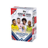 Topps MLS Superstars 2024 Value Box med samlarkort för fotboll innehållande exklusiva kort och MLS-stjärnor.