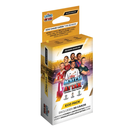 Topps Match Attax 25/26 Eco Pack med fotbollskort, miljövänlig förpackning för samlare.