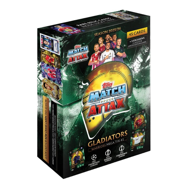 Topps Match Attax 25/26 Mega Tin #2 Warriors samlarbox med fotbollskort och exklusiva samlarbilder.