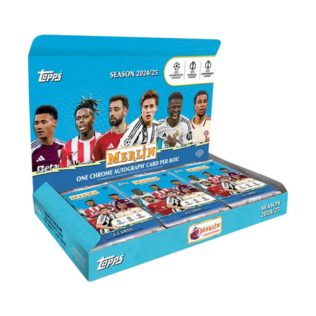 Topps Merlin UCC 24/25 Hobby Box, samlarbox med fotbollskort från UEFA Champions League-säsongen 2024/2025.