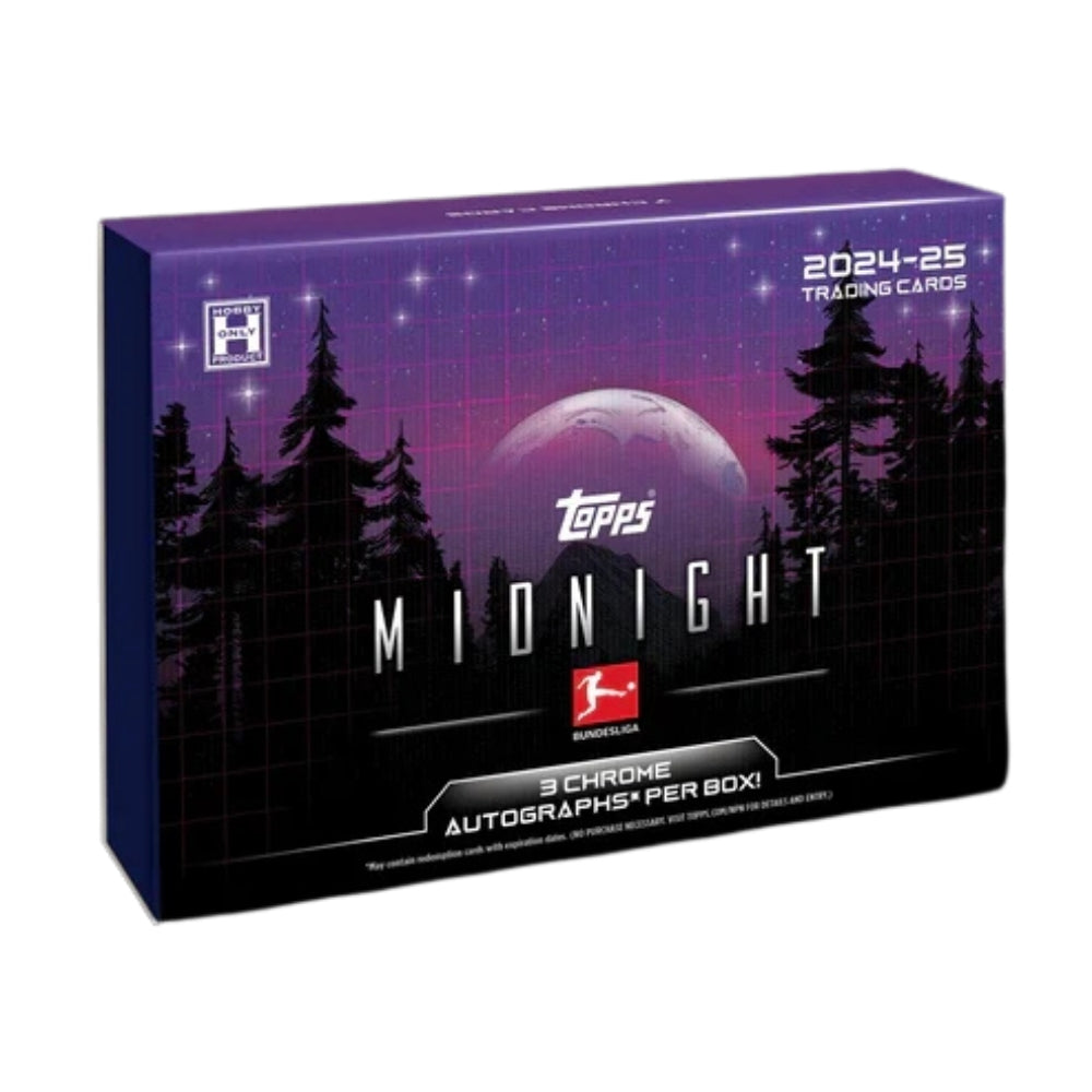 Topps Midnight Bundesliga 24/25 Hobby Box med samlarkort från tyska ligan i fotboll.