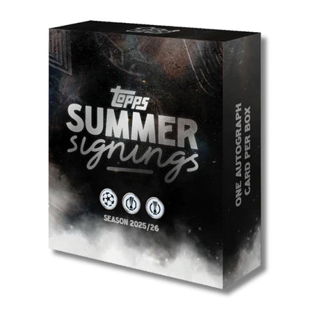 Topps UCC Summer Signings 25/26 Hobby Box, oöppnad samlarbox med fotbollskort från UEFA Champions League.
