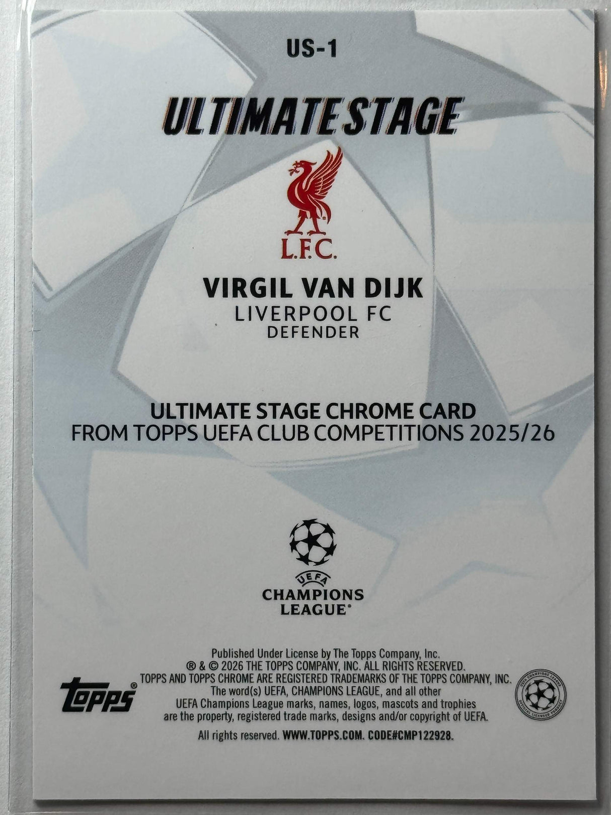 Virgil Van Dijk - Ultimate Stage - Topps Flagship 25/26