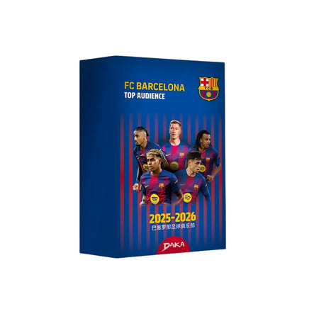Daka Barcelona Top Audience 2025-26 samlarbox med officiella fotbollskort från FC Barcelona.