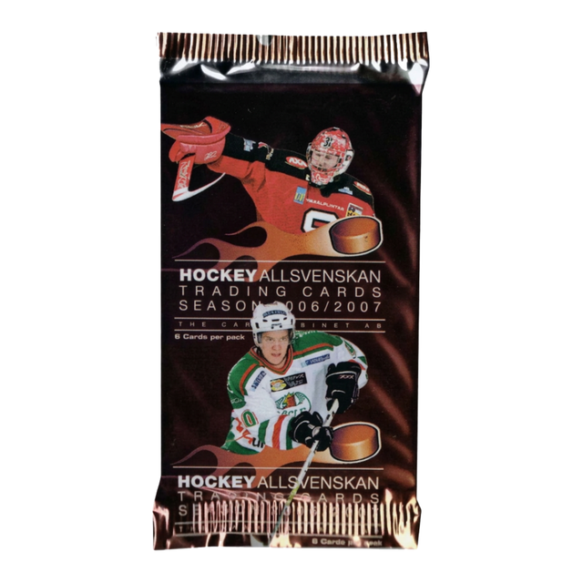 Ooppnat samlarpack med hockeykort fran Hockeyallsvenskan sasongen 2006/07.