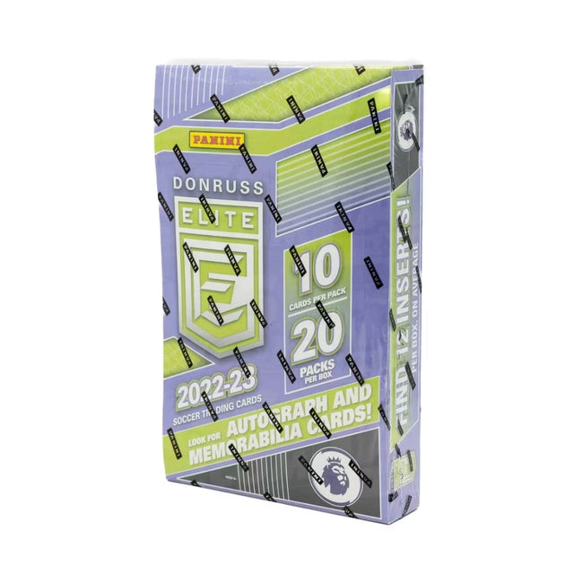 Panini Donruss Elite Premier League 22/23 retail box med fotbollskort för samlare.