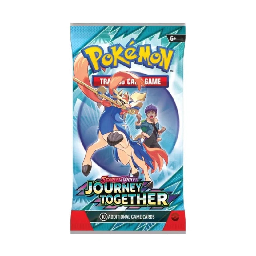 Pokemon Scarlet Violet 9 Journey Together booster pack med nya samlarkort.