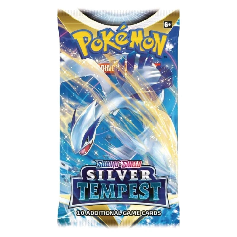 Pokemon Silver Tempest booster pack med motiv av legendariska Alolan Vulpix för samlare.
