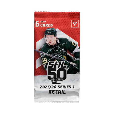 SportZoo SHL 25/26 Series 1 retail pack med samlarkort från svenska hockeyligans lag.