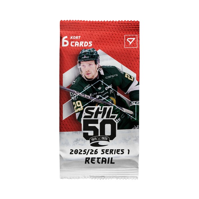 SportZoo SHL 25/26 Series 1 retail pack med samlarkort från svenska hockeyligans lag.