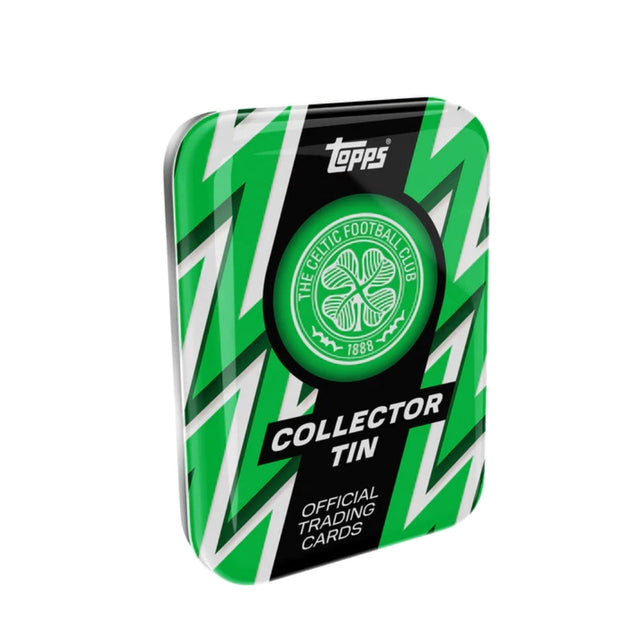 Topps Celtic FC 2025/26 Collector Tin plåtbox med fotbollskort för samlare.
