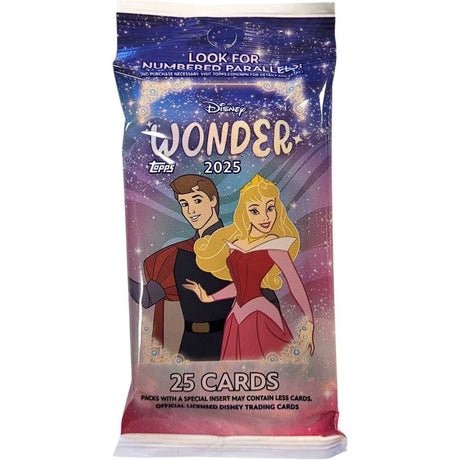 Topps Disney Wonder 2025 Fat Pack med exklusiva samlarkort och Disney-motiv.
