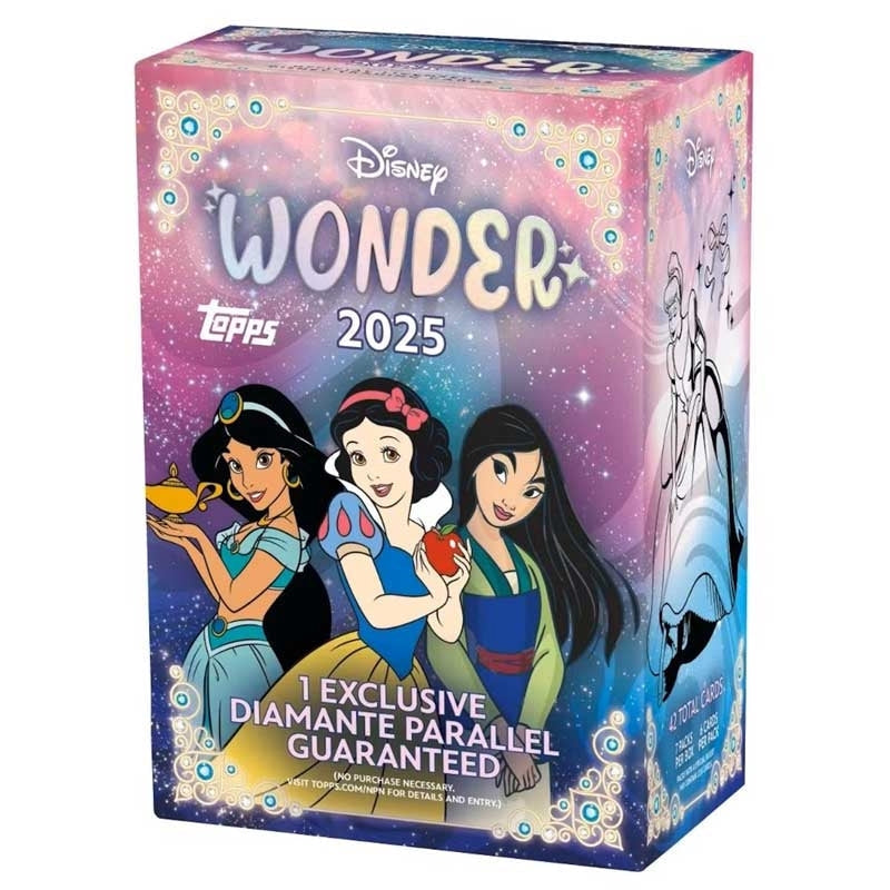Topps Disney Wonder 2025 Value Box med officiella samlarkort för alla Disney-samlare.