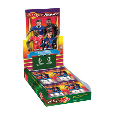 Topps Finest Flashbacks UCC fotbollskort hobbybox för samlare.