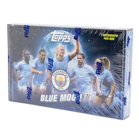 2024-25 Topps Manchester City Blue Moon Hobby Box med fotbollskort för samlare.
