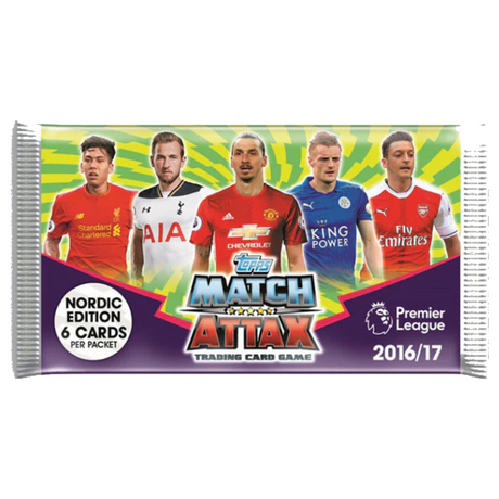 Ooppnat pack Topps Match Attax 16/17 Premier League Nordic Edition fotbollskort.