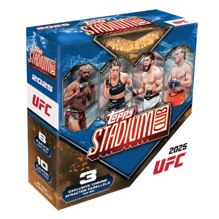 2025 Topps Stadium Club UFC Mega Box med samlarkort för MMA-fans.