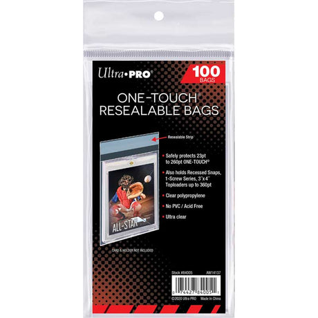 Ultra Pro återförslutningsbara skyddspåsar i 100-pack för magnetiska korthållare.