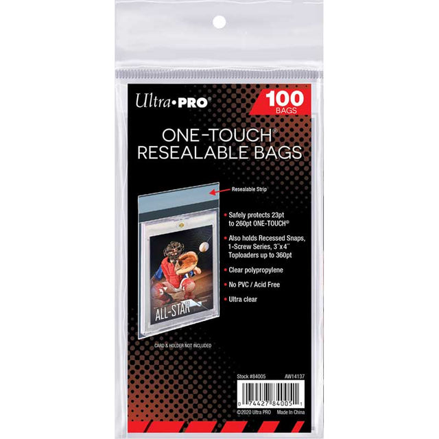 Ultra Pro återförslutningsbara skyddspåsar i 100-pack för magnetiska korthållare.