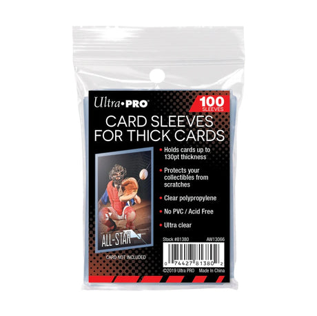 Ultra Pro Thick Card Sleeves 100-pack, extra tjocka plastfickor för skydd av tjocka samlarkort.