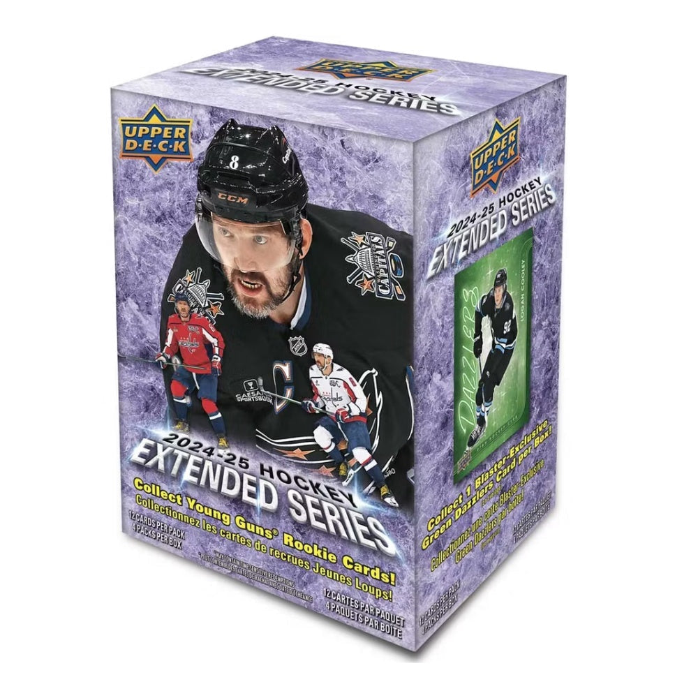 2024-25 Upper Deck Extended Series Blaster Box med officiella NHL-ishockeykort.